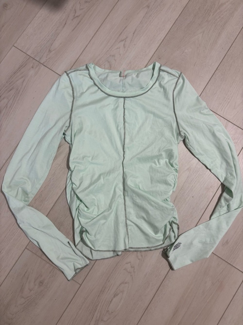 FP Movement by Free People Mint Long-Sleeve Ruched Seam Top